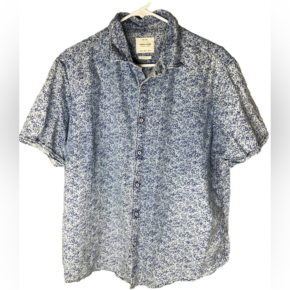 Denim And Flower | Men’s Button up | Size XL | Blue floral | Pre-Owned